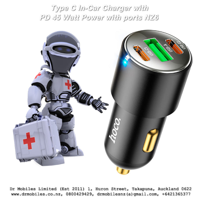 Type C In-Car Charger with PD 45 Watt Power! Hoco NZ6