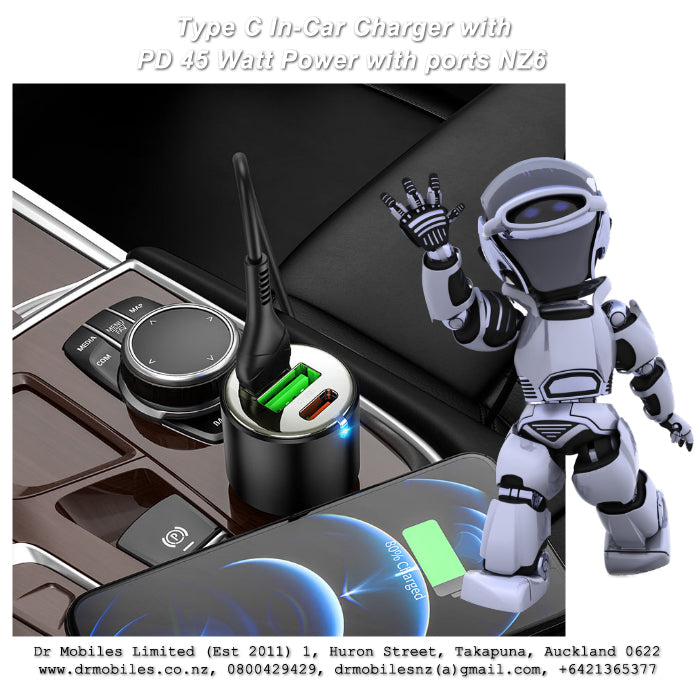 Type C In-Car Charger with PD 45 Watt Power! Hoco NZ6