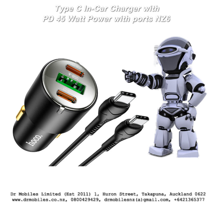 Type C In-Car Charger with PD 45 Watt Power! Hoco NZ6