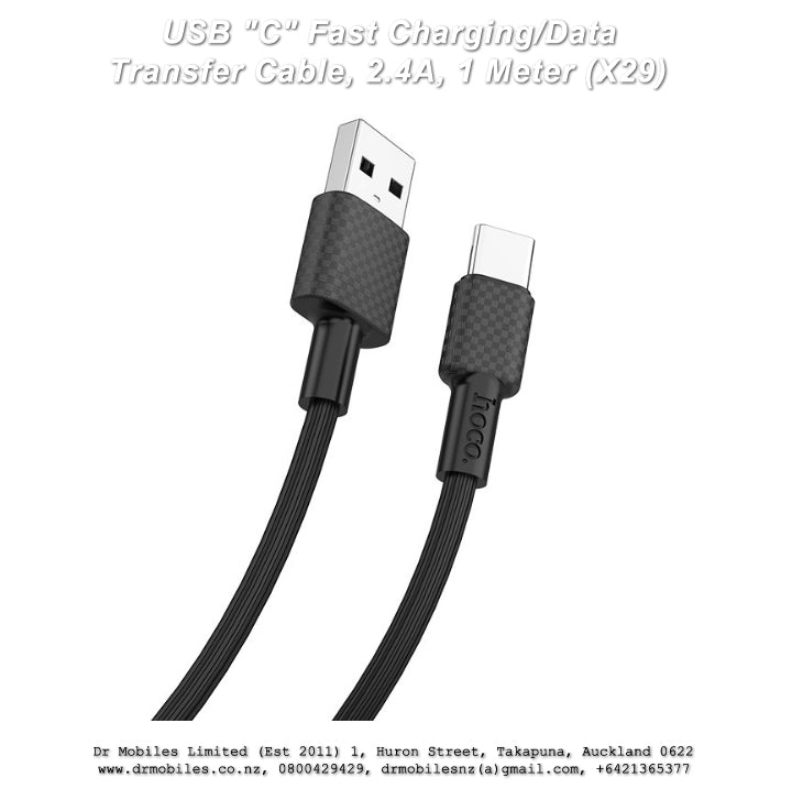 USB "C" Fast Charging/Data Transfer Cable, 2.4A, 1 Meter (X29)