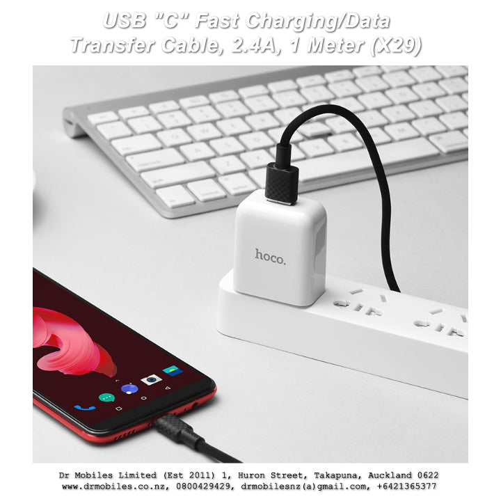 USB "C" Fast Charging/Data Transfer Cable, 2.4A, 1 Meter (X29)