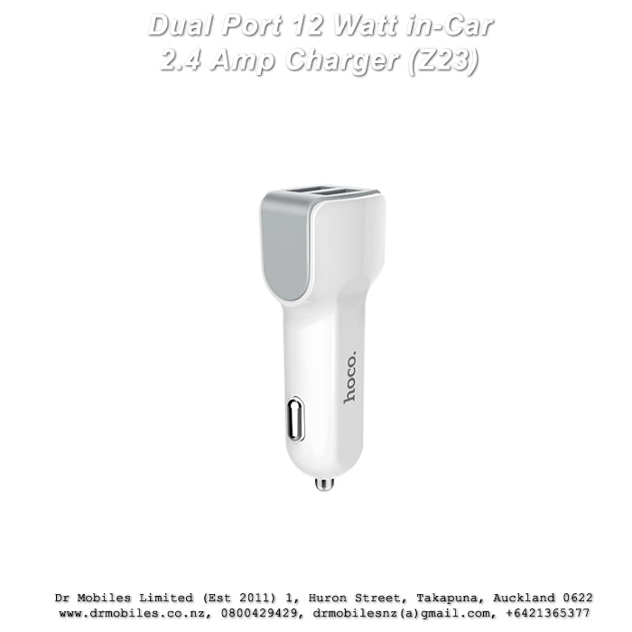 Dual Port 12 Watt in-Car Charger 2.4 Amp (Z23)