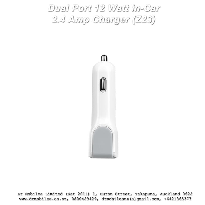 Dual Port 12 Watt in-Car Charger 2.4 Amp (Z23)
