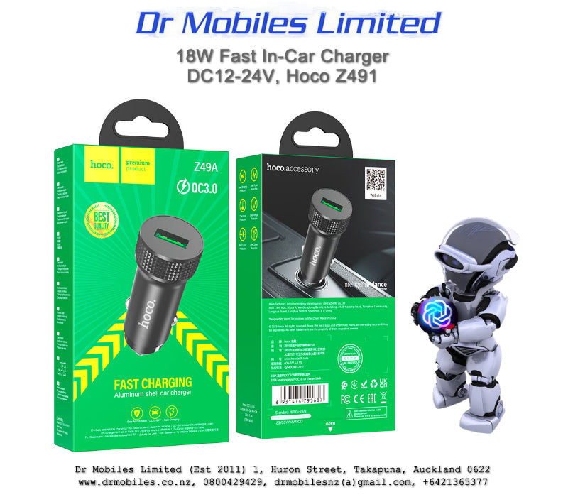 18W Fast In-Car Charger, DC12-24V. Hoco Z49A