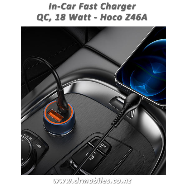 18W, QC, In-Car Fast Charger with Dual Ports- Hoco Z46A