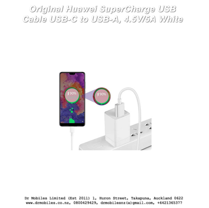 Original Huawei SuperCharge USB Cable - USB-C to USB-A, 4.5V/5A White