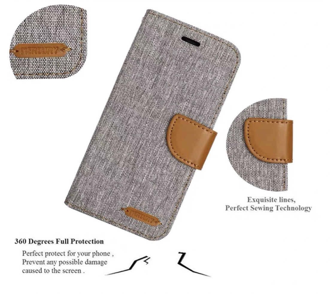 Goospery iPhone 16 Pro 6.3 Canvas Fabric Flip Wallet Case Cover