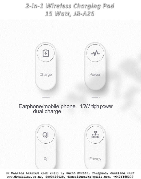 Fast Wireless 2-in-1 Charing Pad for iPhone, Apple Watch (JR-A26)