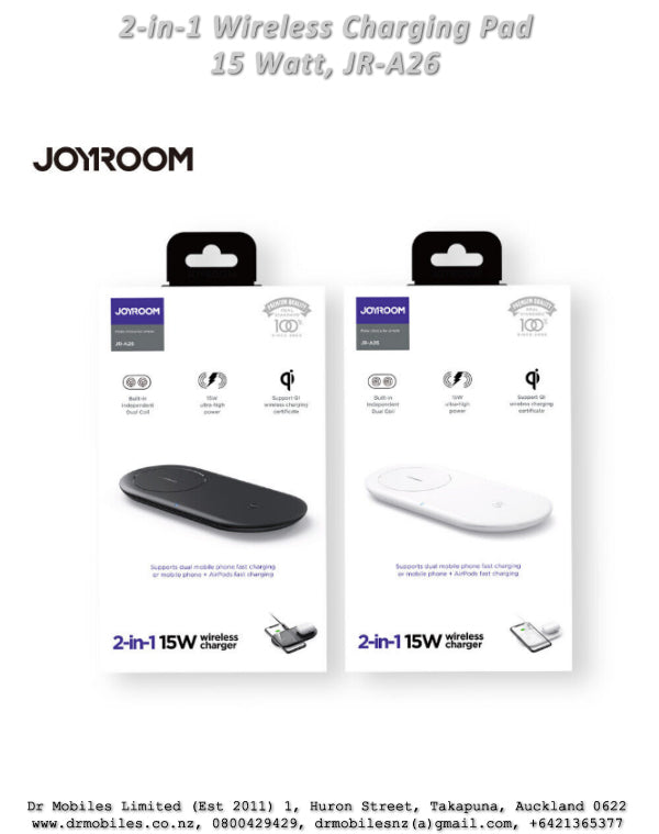 Fast Wireless 2-in-1 Charing Pad for iPhone, Apple Watch (JR-A26)