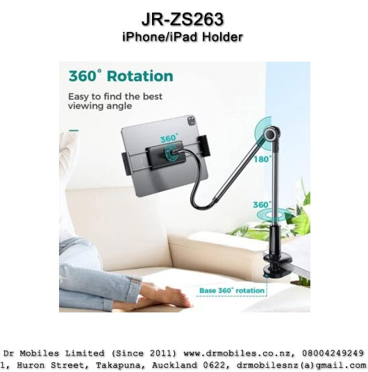 Apple iPad Holder, 360-degree Rotating arm with Clamp up 12.9" Tablet