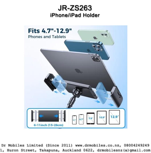 Apple iPad Holder, 360-degree Rotating arm with Clamp up 12.9" Tablet