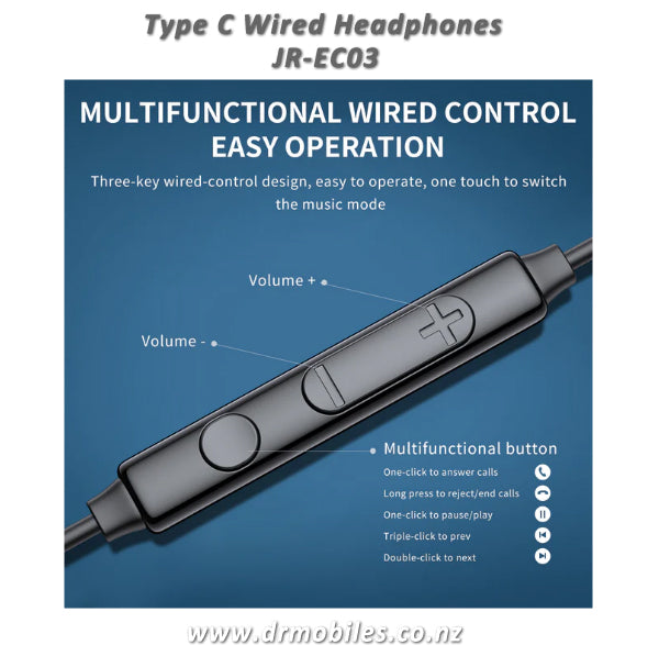 USB Type C Plug Headphones (Wired) JR-EC03