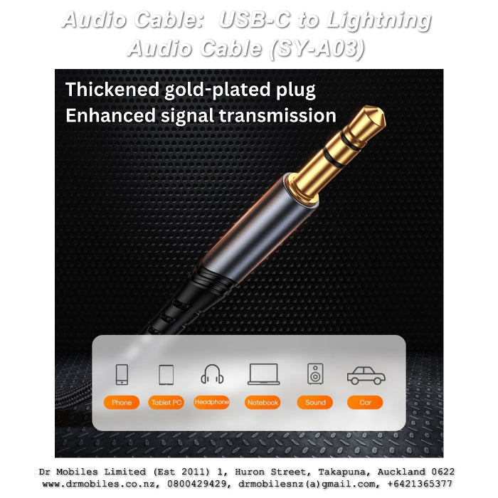 Type-C To 3.5Mm Port Hi-Fi Audio Cable 1 M - Black. Joyroom SY-A03
