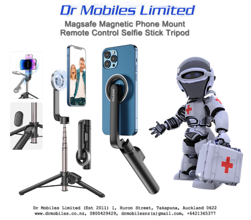 MagSafe Magnective Selfie Stick for iPhones with Tripod, BT Remote & 27"
