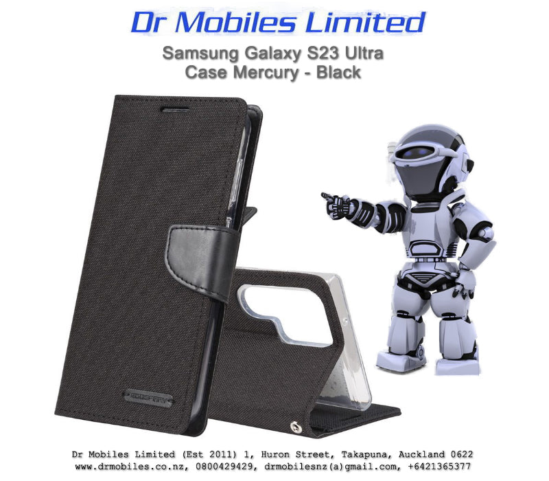 Mercury Goospery Samsung Galaxy S23 Ultra 5G Canvas Case Shockproof - Black