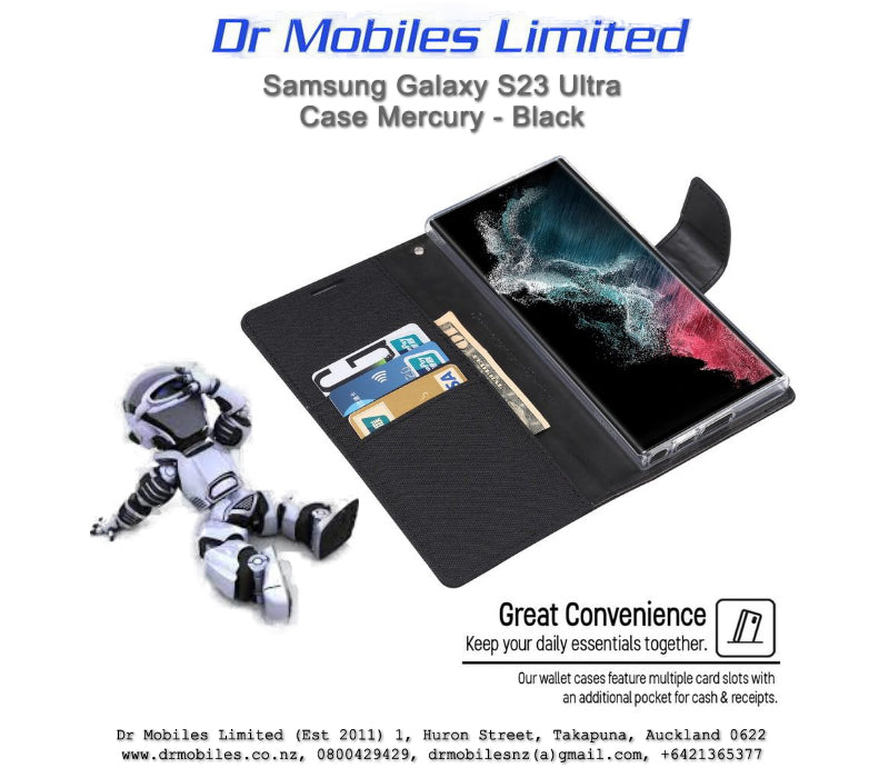 Mercury Goospery Samsung Galaxy S23 Ultra 5G Canvas Case Shockproof - Black