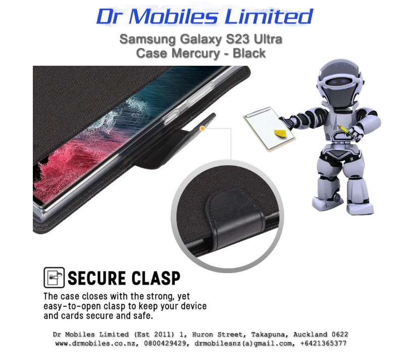 Mercury Goospery Samsung Galaxy S23 Ultra 5G Canvas Case Shockproof - Black