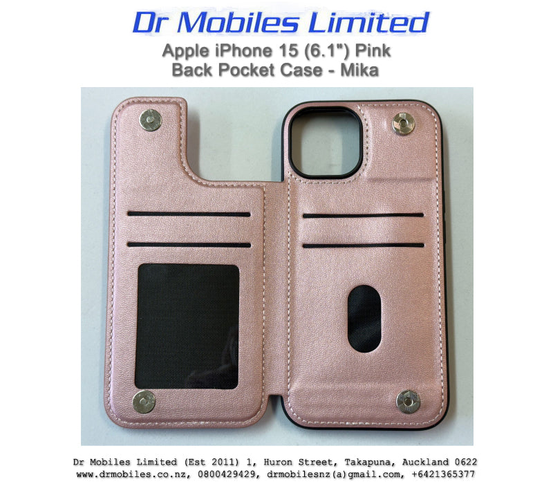 Apple iPhone 15 (6.1") Pink Back Pocket Case - Hanman Mika