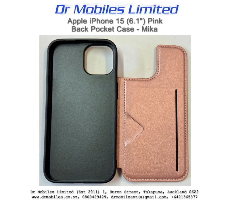 Apple iPhone 15 (6.1") Pink Back Pocket Case - Hanman Mika