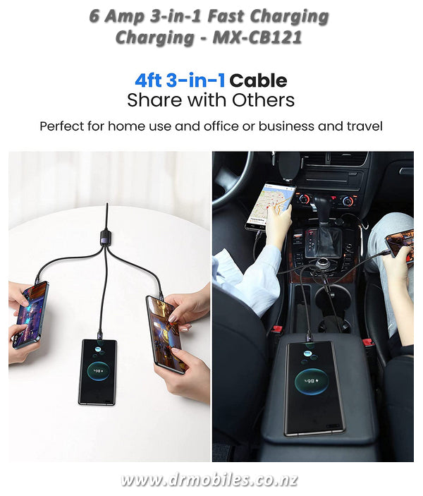 66 Watt 3-in-1 USB Fast Charging Cable MX-CB121