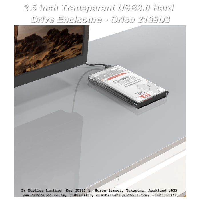 2.5 inch Transparent USB3.0 Hard Drive Enclosure - Orico 2139U3 SATA
