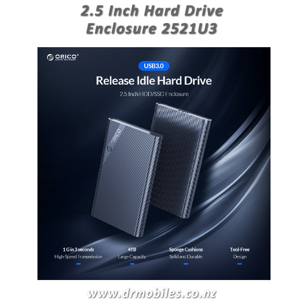 2.5 Inch Hard Drive Enclosure (up to 4TB SSD or HDD Size) - Orico 2521U2