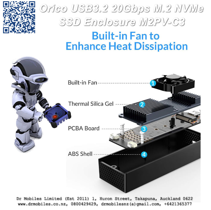 M.2 NVMe SSD Enclosure. Orico M2PV-C3, External Storage