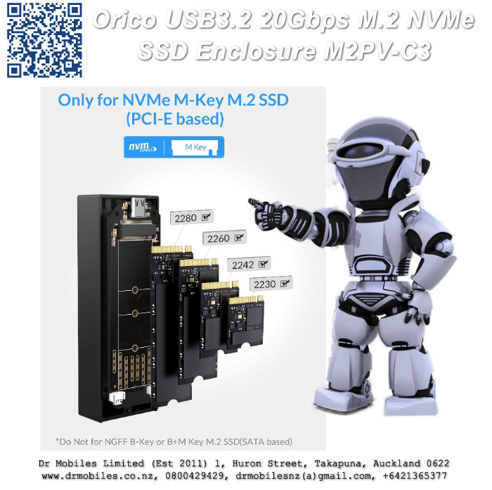 M.2 NVMe SSD Enclosure.  Orico M2PV-C3, External Storage