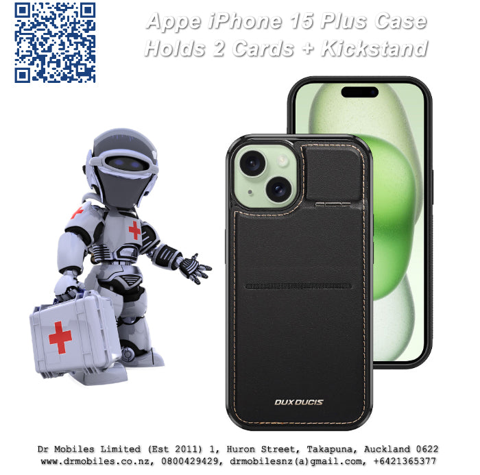 Apple iPhone 15 Plus Case with Card Holder and Kick Stand (RAFI)
