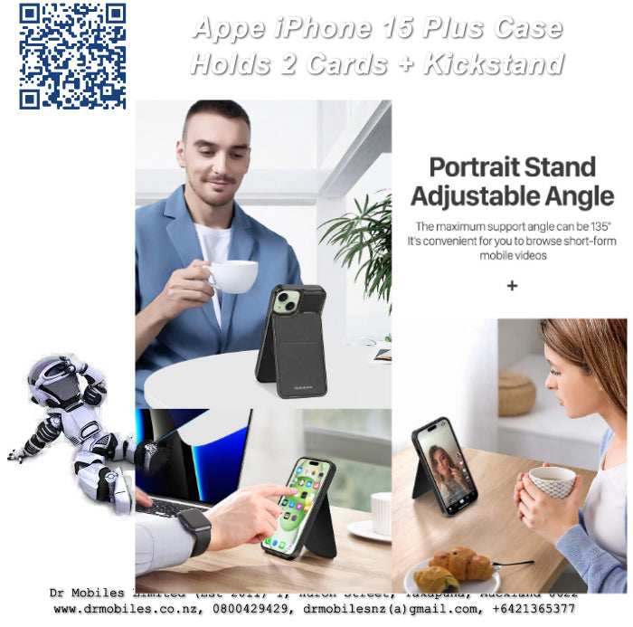 Apple iPhone 15 Plus Case with Card Holder and Kick Stand (RAFI)