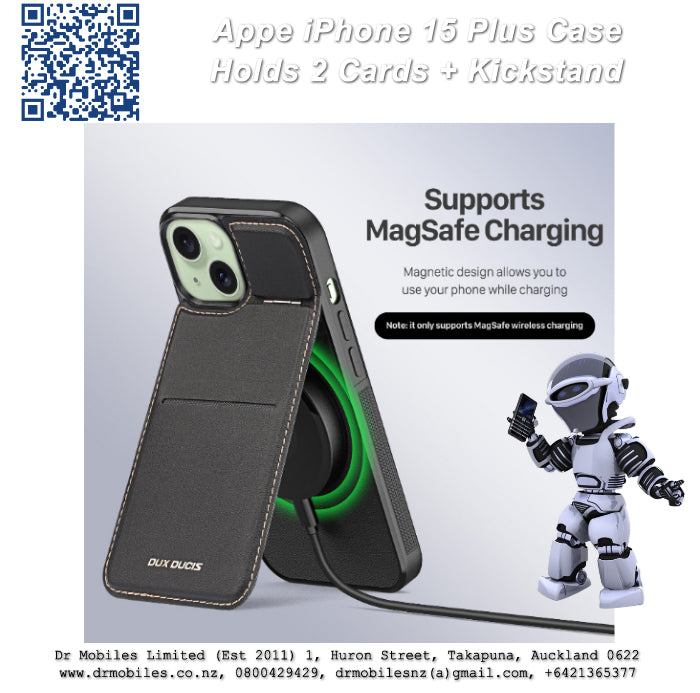Apple iPhone 15 Plus Case with Card Holder and Kick Stand (RAFI)