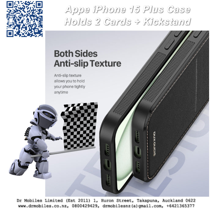 Apple iPhone 15 Plus Case with Card Holder and Kick Stand (RAFI)