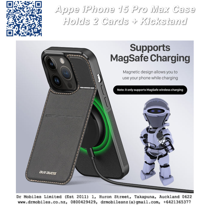 Apple iPhone 15 Pro Max Case with Card Holder and Kick Stand (RAFI)