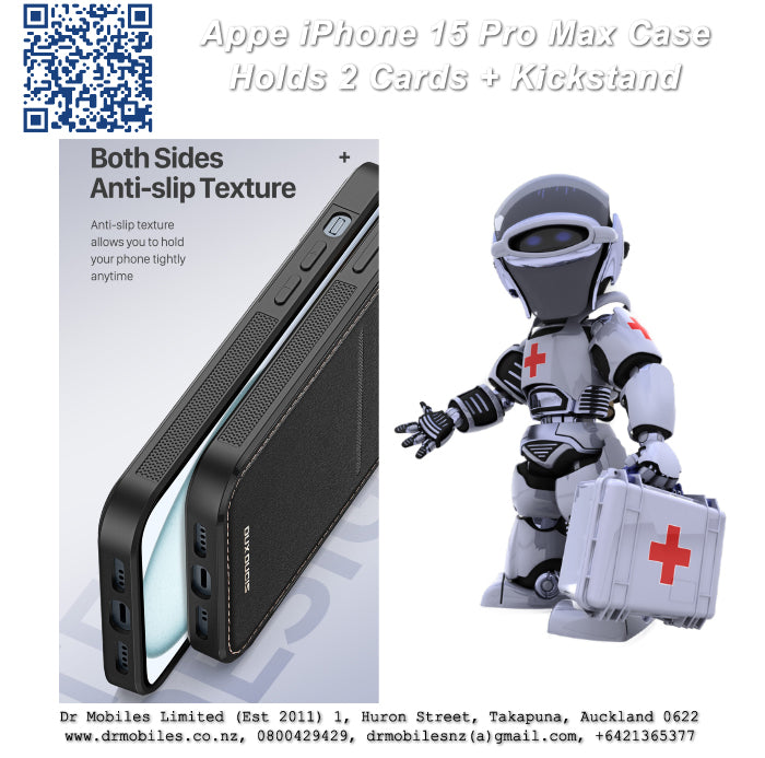 Apple iPhone 15 Pro Max Case with Card Holder and Kick Stand (RAFI)