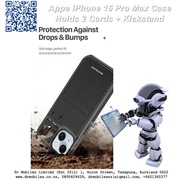 Apple iPhone 15 Pro Max Case with Card Holder and Kick Stand (RAFI)