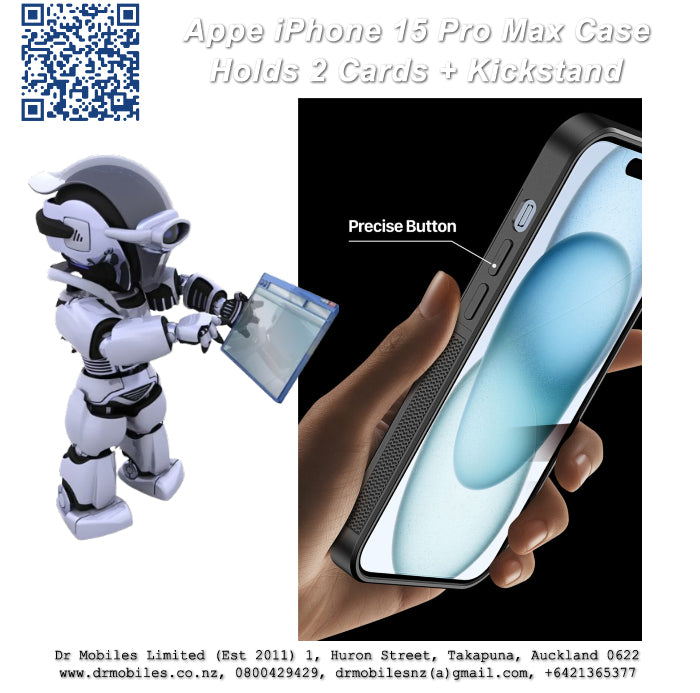 Apple iPhone 15 Pro Max Case with Card Holder and Kick Stand (RAFI)