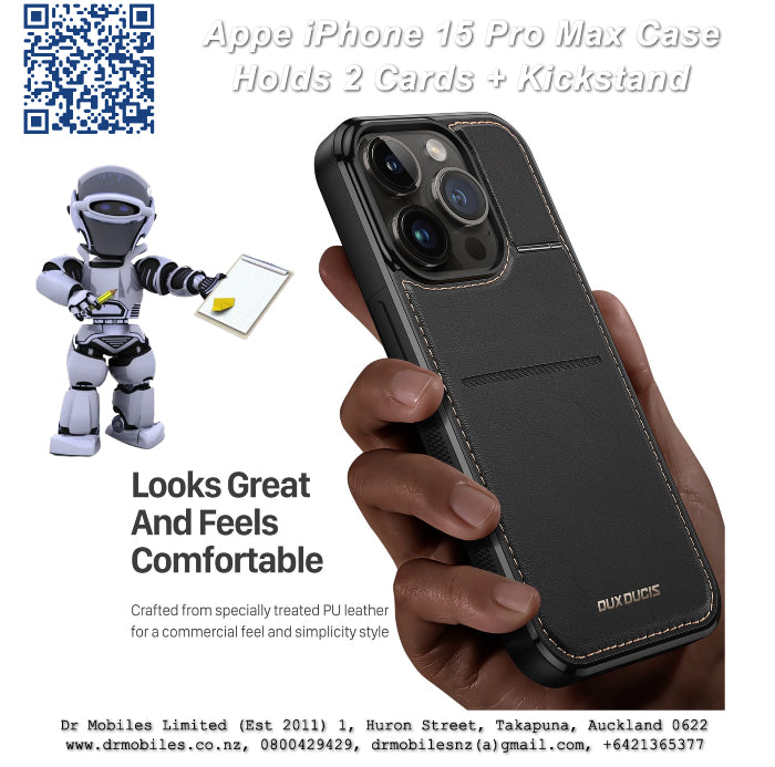 Apple iPhone 15 Pro Max Case with Card Holder and Kick Stand (RAFI)