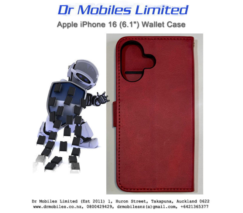 Apple iPhone 16, 6.1" Wallet Case (Red)