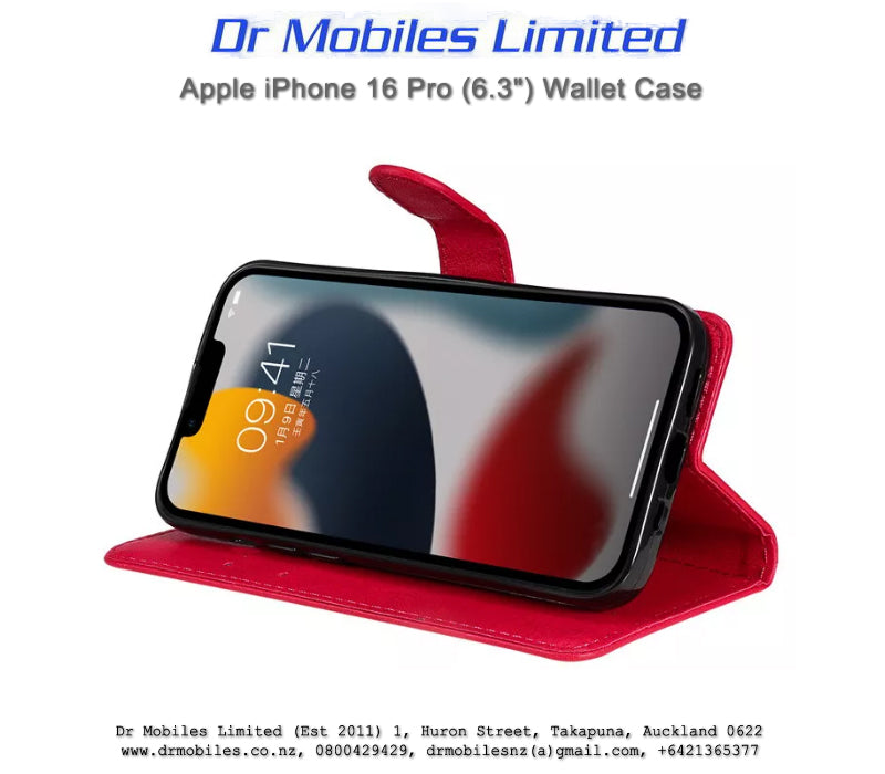 Apple iPhone 16 Pro, 6.3" Wallet Case (Red)