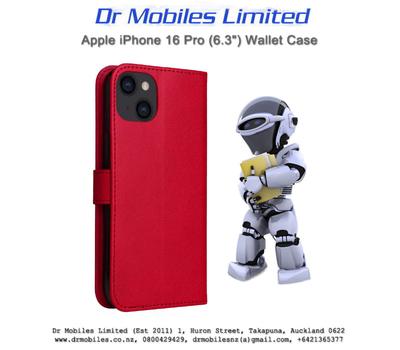 Apple iPhone 16 Pro, 6.3" Wallet Case (Red)