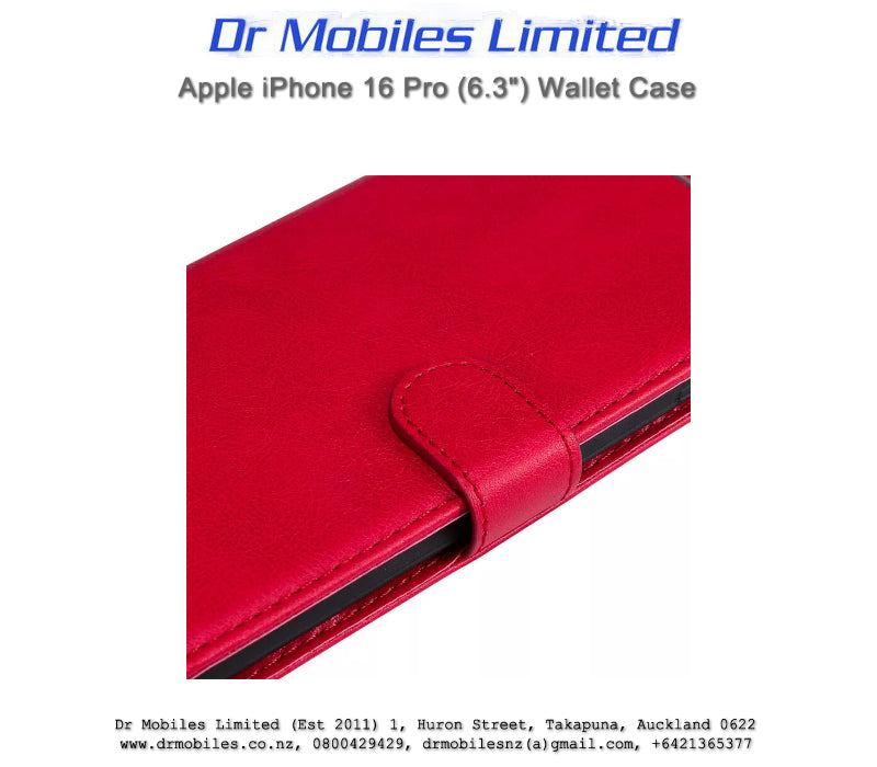 Apple iPhone 16 Pro, 6.3" Wallet Case (Red)