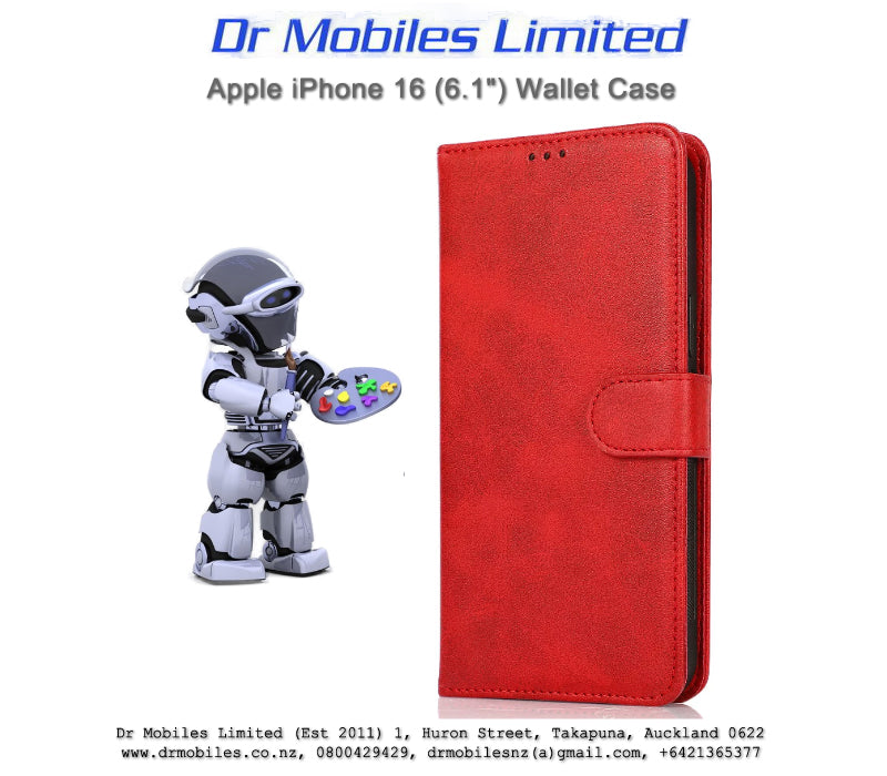 Apple iPhone 16, 6.1" Wallet Case (Red)