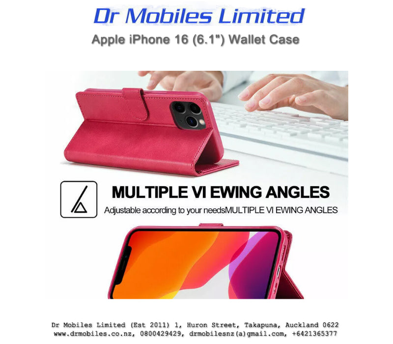 Apple iPhone 16, 6.1" Wallet Case (Red)