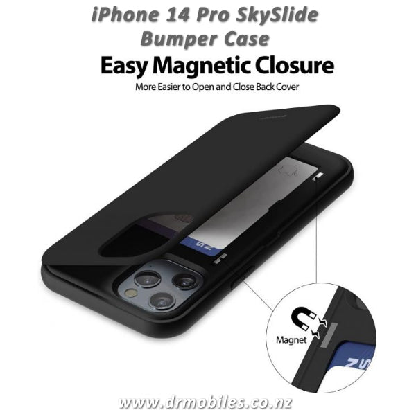 Apple iPhone 14 Pro Skyslide Bumper Case Holds 2 Credit Cards - Black