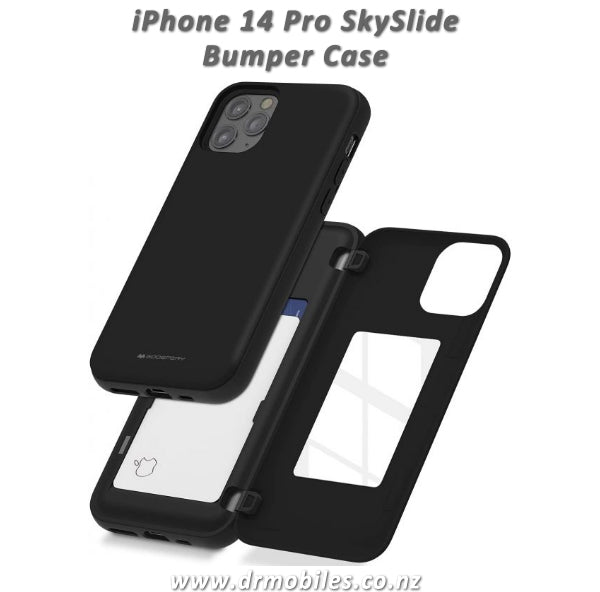 Apple iPhone 14 Pro Skyslide Bumper Case Holds 2 Credit Cards - Black
