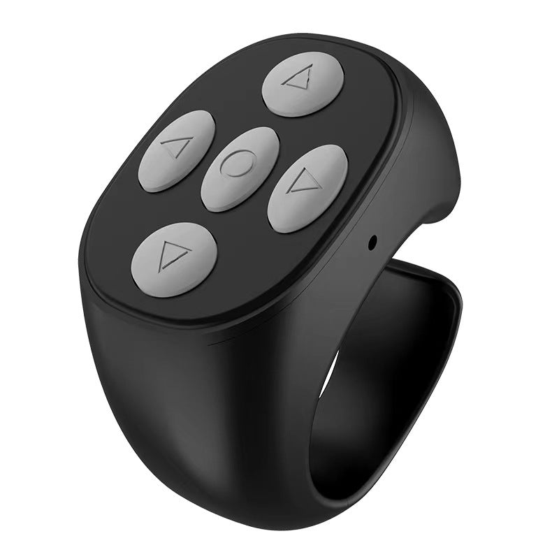 Bluetooth Remote Control Cellphone Smart Finger Ring Short Video remote Control with Charging Case(Black) For Tiktok JX-05S 5-button
