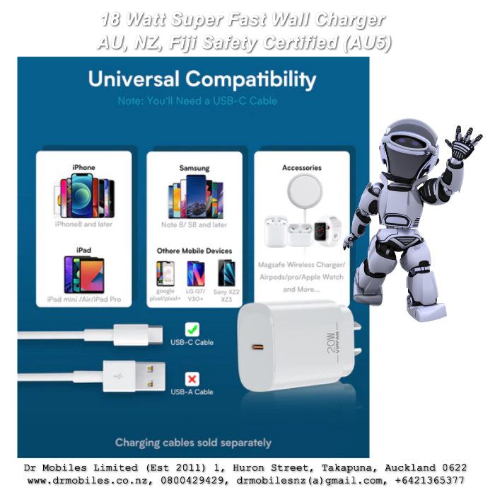 20 Watt Super Fast charger W/ UBS-C Port - AU5, VipFan