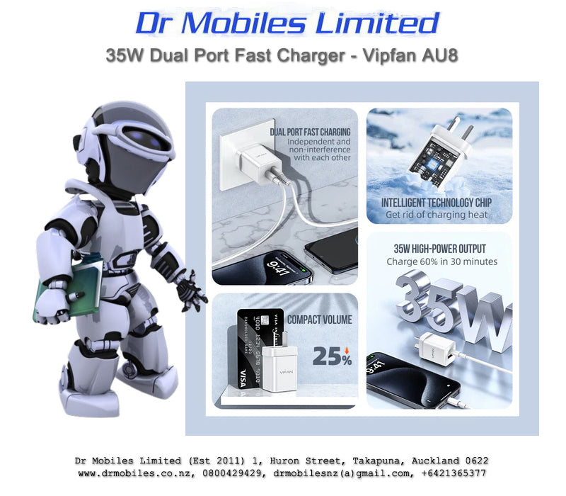 35W Dual Port, GAN Ultra Fast Charger - Vipfan AU8