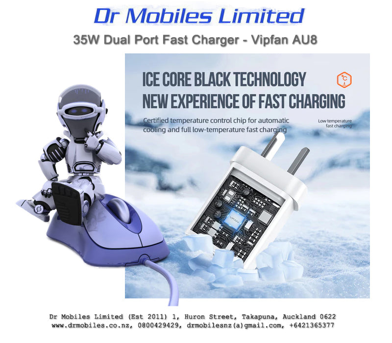 35W Dual Port, GAN Ultra Fast Charger - Vipfan AU8