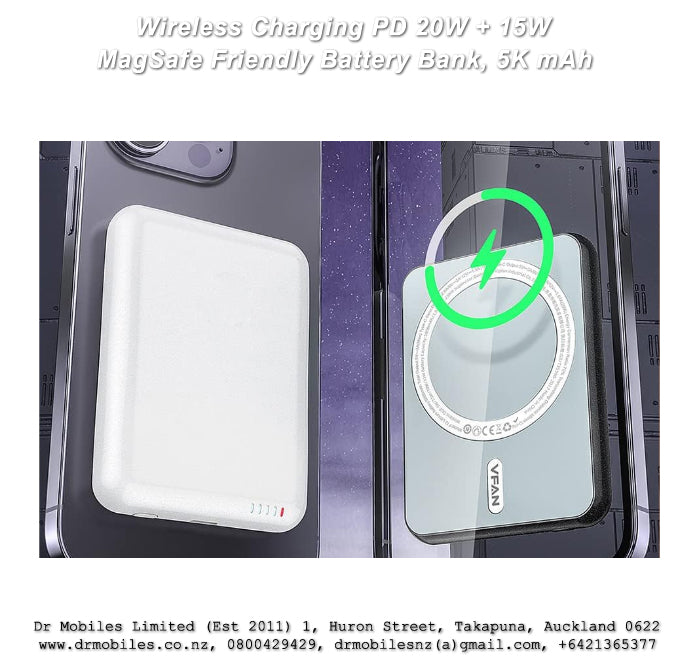 5,000 mAh Wiress Charging battery bank, PD 20W + 15W, MagSafe Vipfan F12